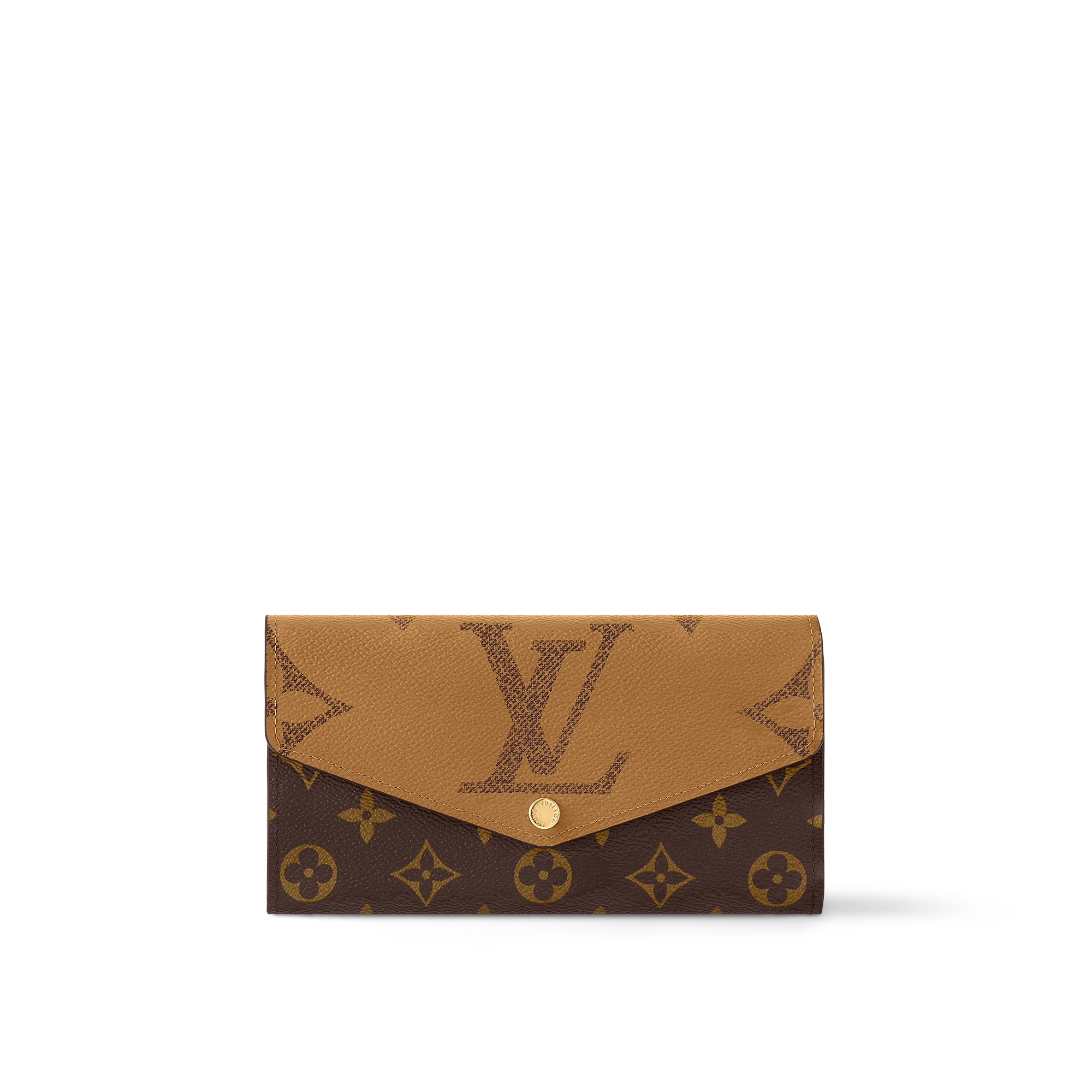 USED HAS FLAWS Louis Vuitton LV Brown Monogram Canvas Leather Sarah Long Wallet outlet